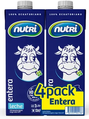 4 PACK LECHE ENTERA SQUARE 1L