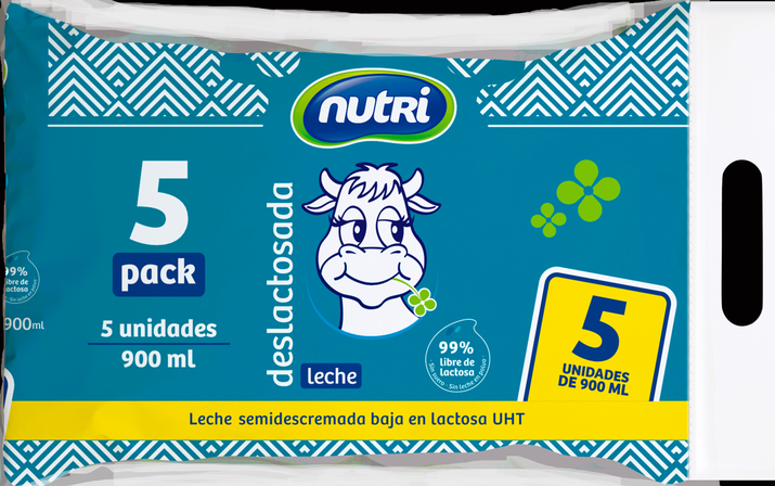 5PACK LECHE DESLACTOSADA UHT POL 900ML +IVA